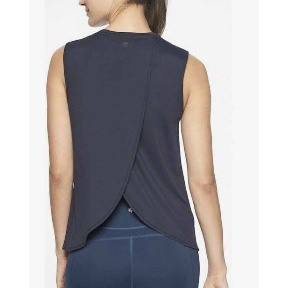 Athleta Sunlover Split Back Tank Sz 2X Navy Sleeveless